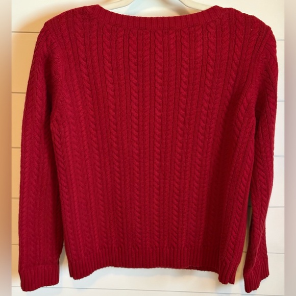 Ralph Lauren Burgundy Cable-Knit Crew-Neck Sweater w Ribbed Neck, Cuff & Hem - Picture 7 of 9